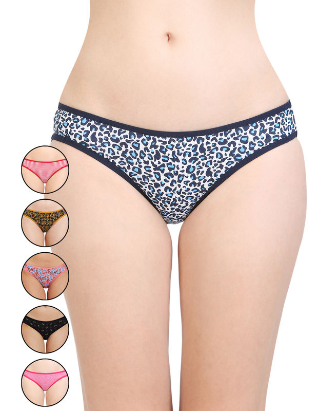 BODYCARE Pack of 6 Printed Bikini Briefs Deluxe Panties in Assorted Color - E9700-6PCS-A