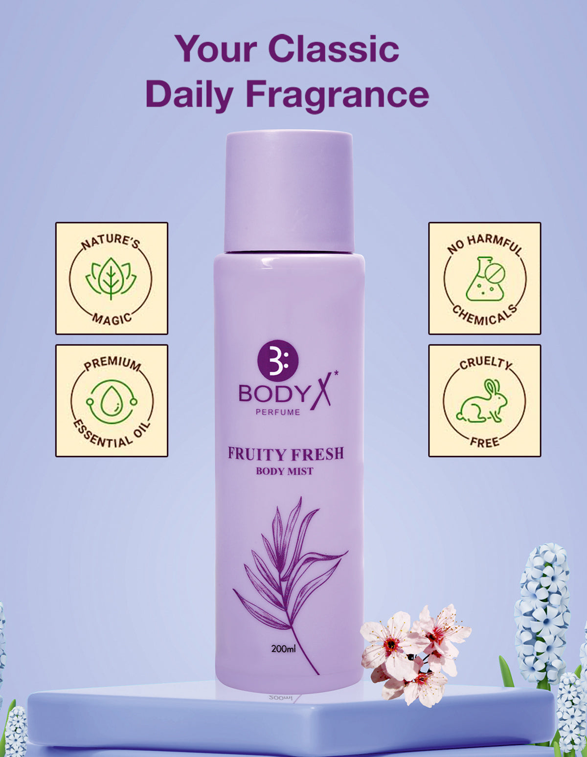 Fruity Fresh Body Mist by BodyX (200ml) – Feminine & Lasting Aroma