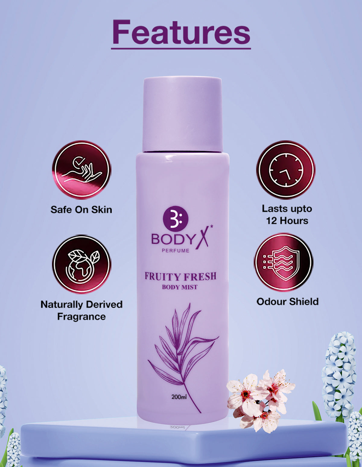 Fruity Fresh Body Mist by BodyX (200ml) – Feminine & Lasting Aroma