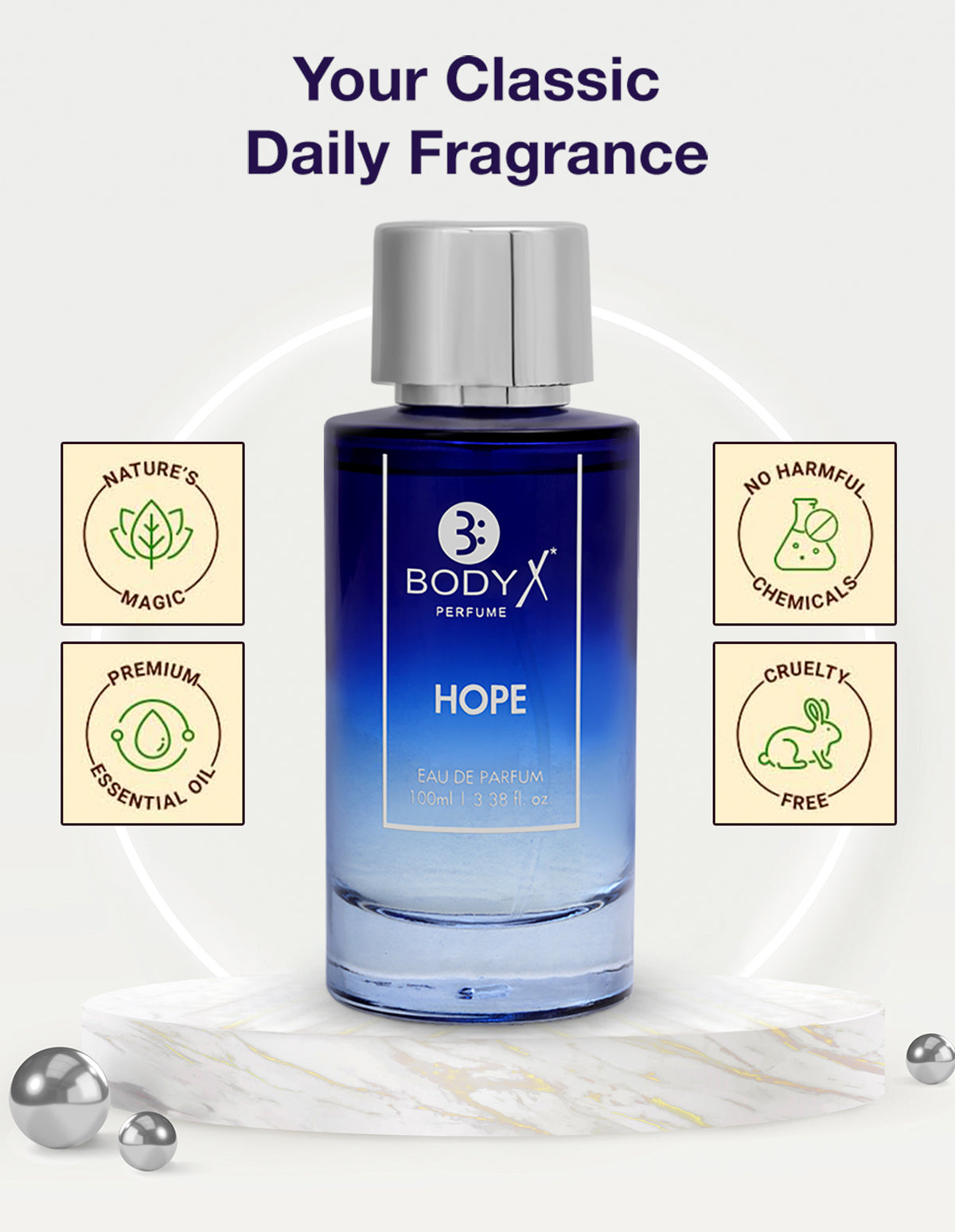 BodyX Hope Eau De Parfum for Men Long-Lasting Masculine Fragrance-100ml