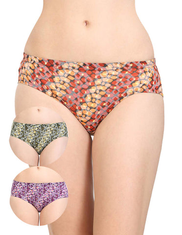 Pack of 3 Bodycare Printed Cotton Briefs in Assorted colors-8495A