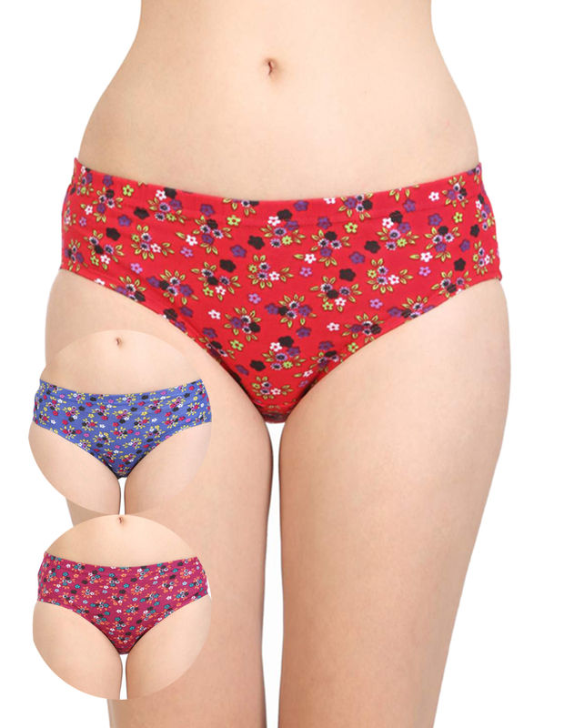 Pack of 3 Bodycare Printed Cotton Briefs in Assorted colors-8403B