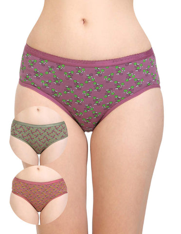 Pack of 3 Bodycare Cotton Printed Premium Panties in Assorted colors-8230