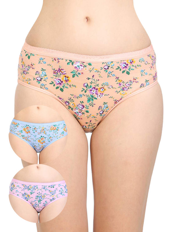 Pack of 3 Bodycare Cotton Printed Premium Panties in Assorted colors-8230