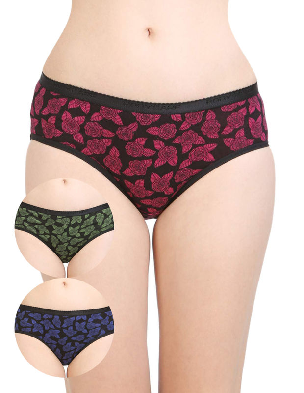 Pack of 3 Bodycare Printed Cotton Briefs in Assorted colors-8242A