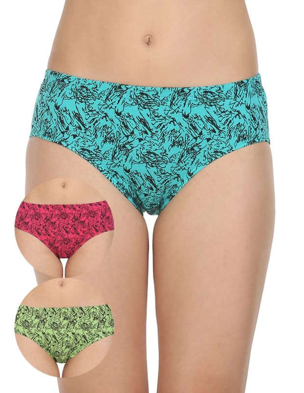 Pack of 3 Printed Cotton Briefs in Assorted colors-8400