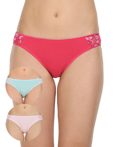 Pack of 3 Bikini Style Cotton Briefs in Assorted colors-1472