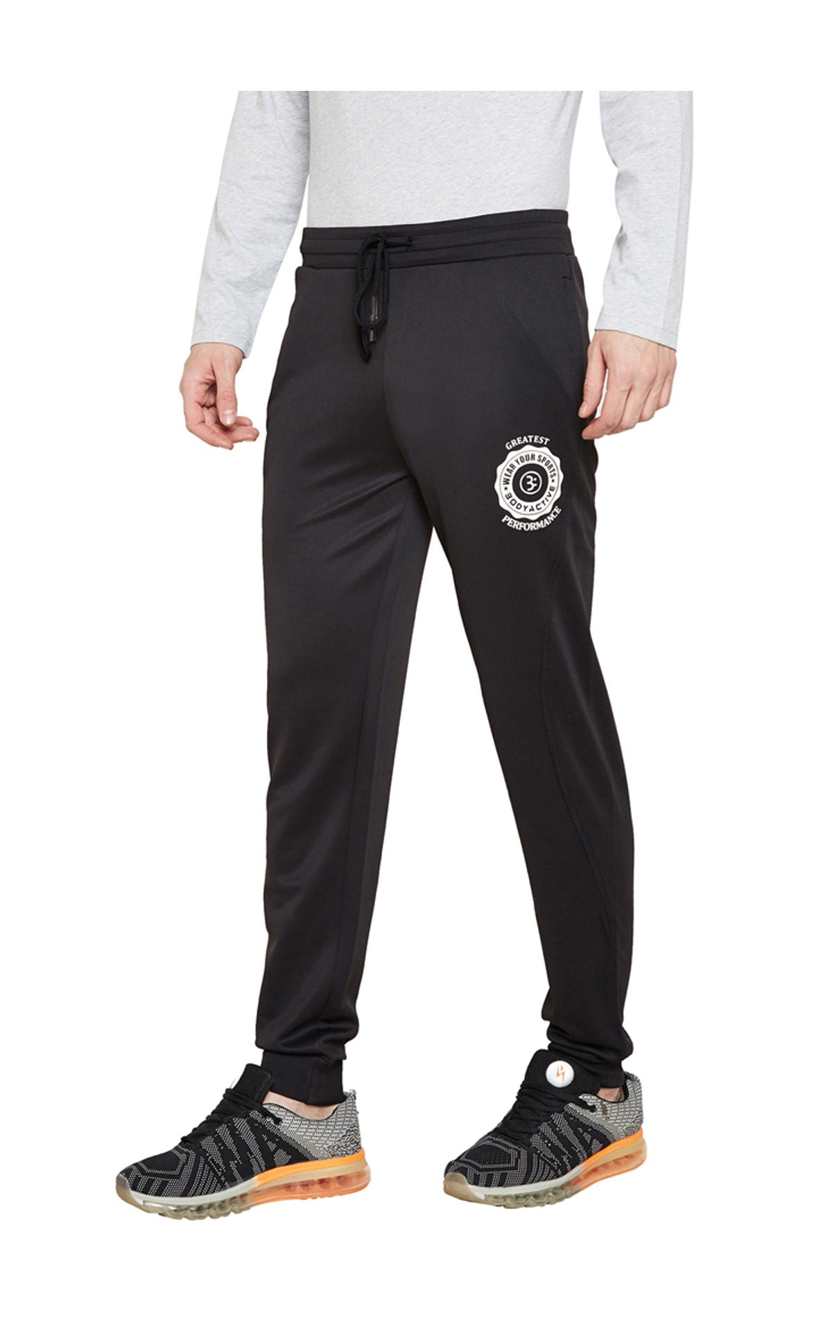 Bodyactive Black Track Pant with Zipper pocket-L15-BLK