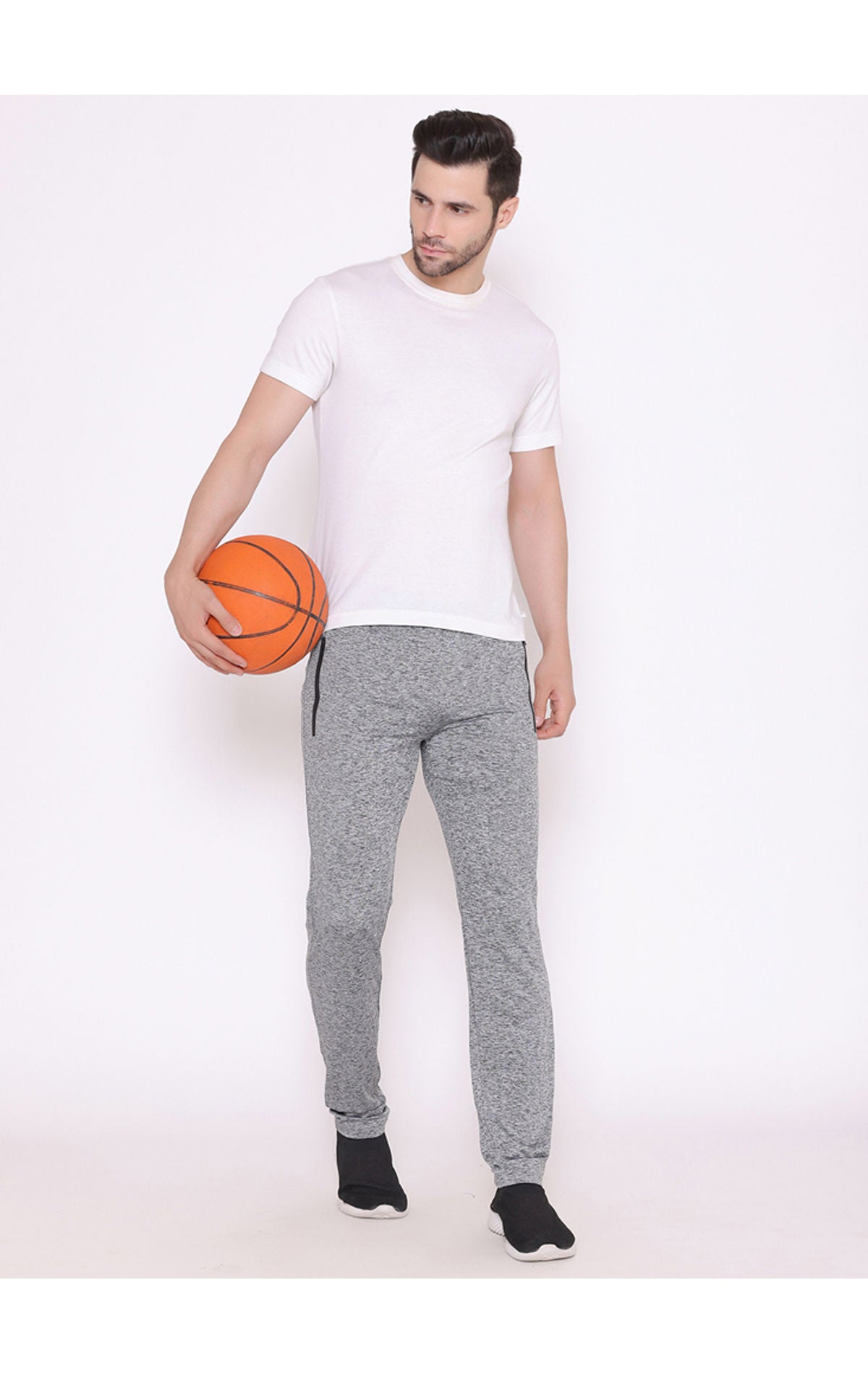 Bodyactive Polyester Sports Trackpants for Men-L23-GRML