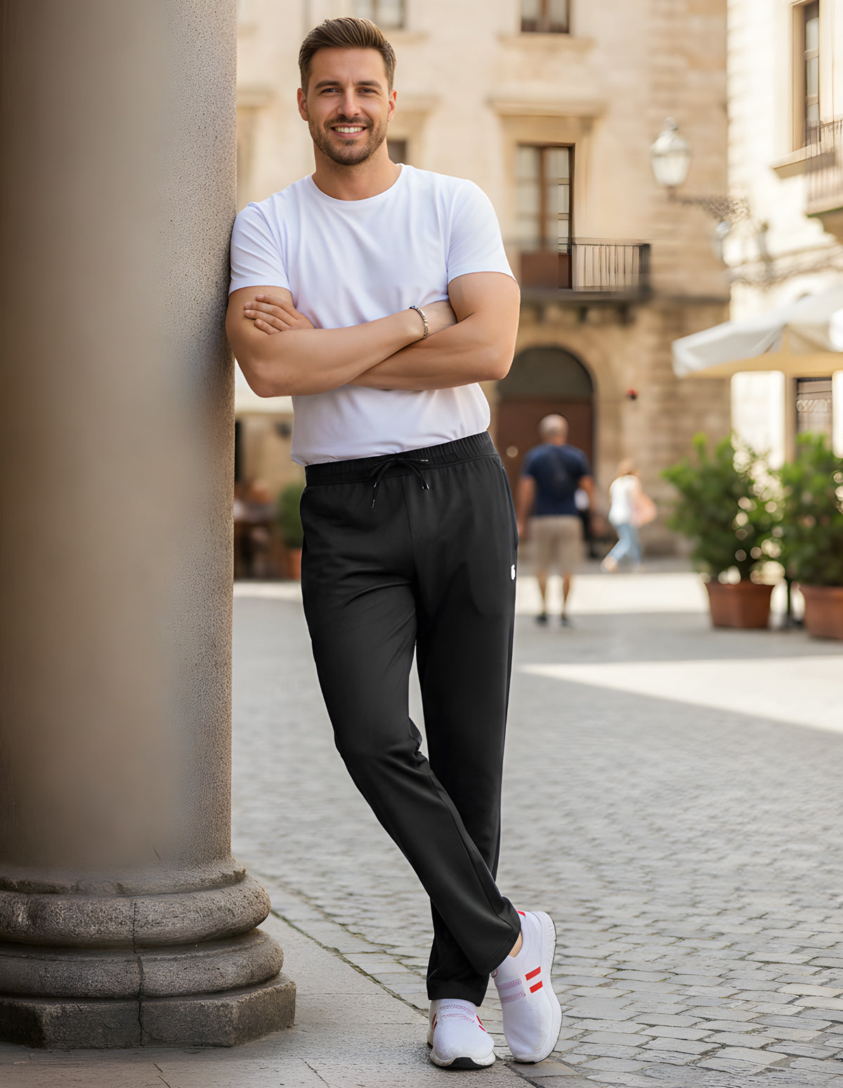 Bodyactive Black 4 Way Stretchable Poly Spandex Men's Trackpant L28-BLK