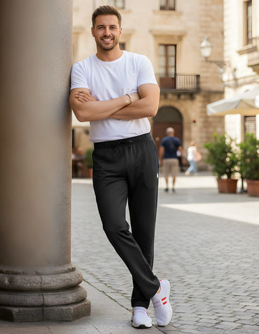 Bodyactive Black 4 Way Stretchable Poly Spandex Men's Trackpant L28-BLK