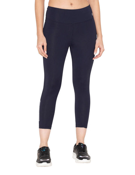 Buy Bodyactive Women s Polyester Spandex Navy Capri Yoga Pants with Pocket Essential High Waisted for Workout LC07 NVY Online Bodycare