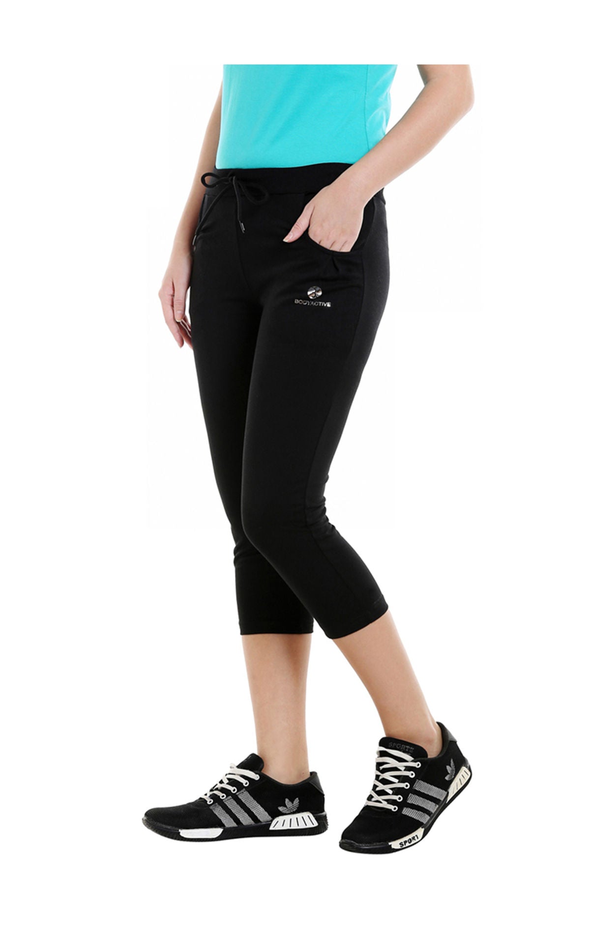 Bodyactive Women Black Capris-LC1-BLK