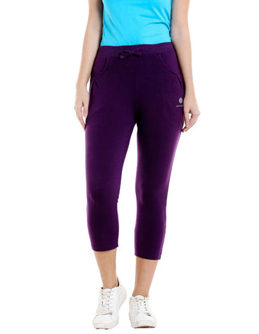 Bodyactive Women Dark Purple Capris-LC1-DPU