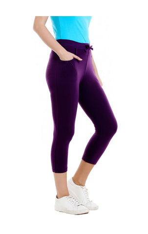 Bodyactive Women Dark Purple Capris-LC1-DPU