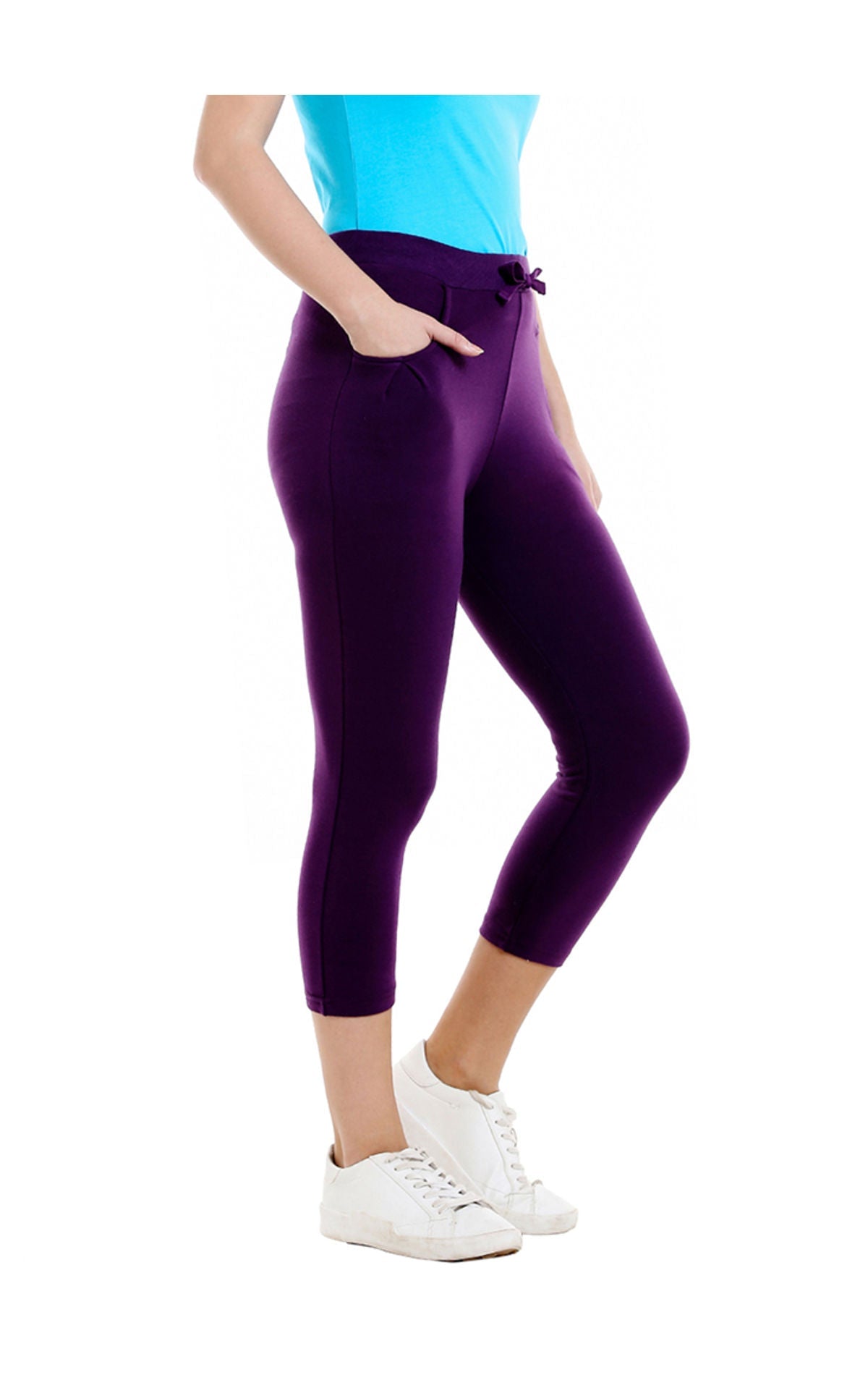 Bodyactive Women Dark Purple Capris-LC1-DPU