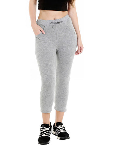 Bodyactive Women Grey Melange Capris-LC1-GRML