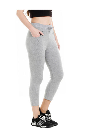 Bodyactive Women Grey Melange Capris-LC1-GRML