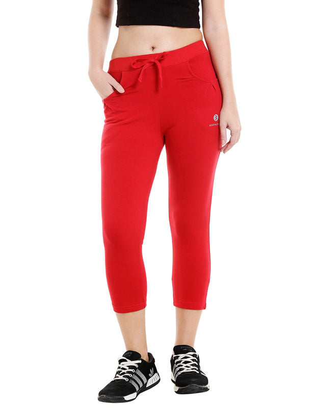 Bodyactive Women Red Capris-LC1-RED