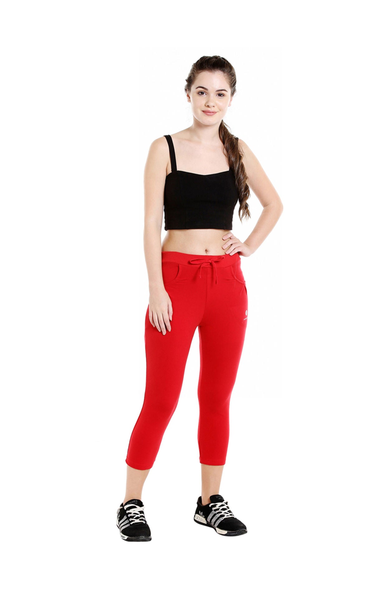 Bodyactive Women Red Capris-LC1-RED