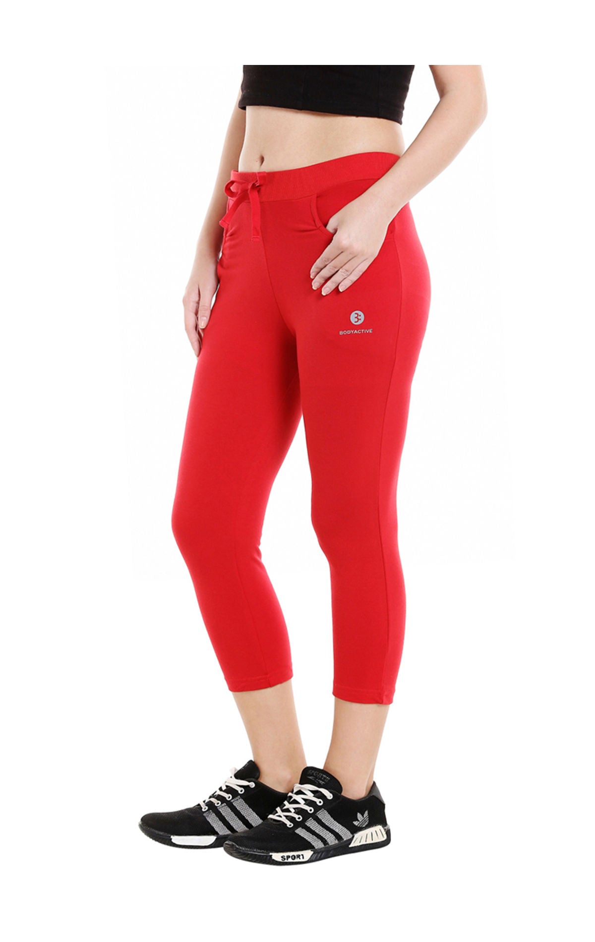 Bodyactive Women Red Capris-LC1-RED