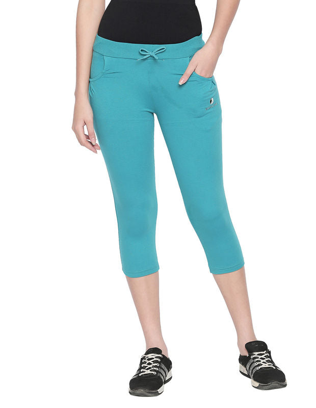 Bodyactive Women Turquoise Capris-LC1-Turquoise