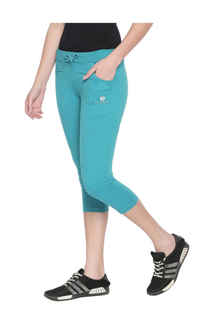 Bodyactive Women Turquoise Capris-LC1-Turquoise