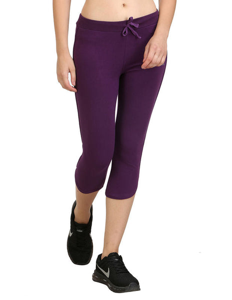 Bodyactive Women Dark Purple Capris-LC2-DPU