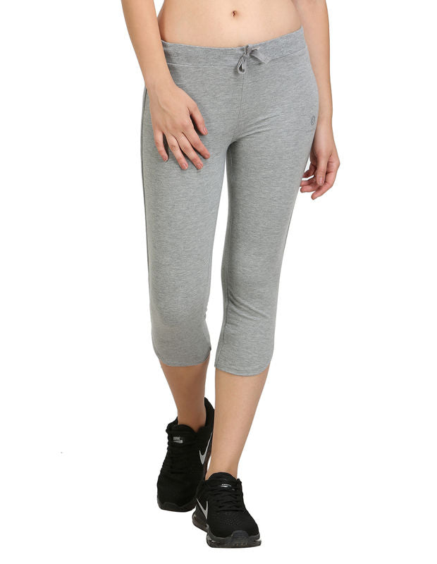 Bodyactive Women Grey Melange Capris-LC2-GRML