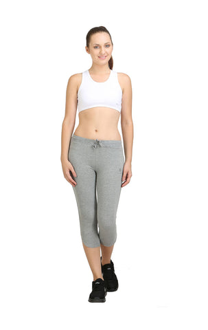 Bodyactive Women Grey Melange Capris-LC2-GRML