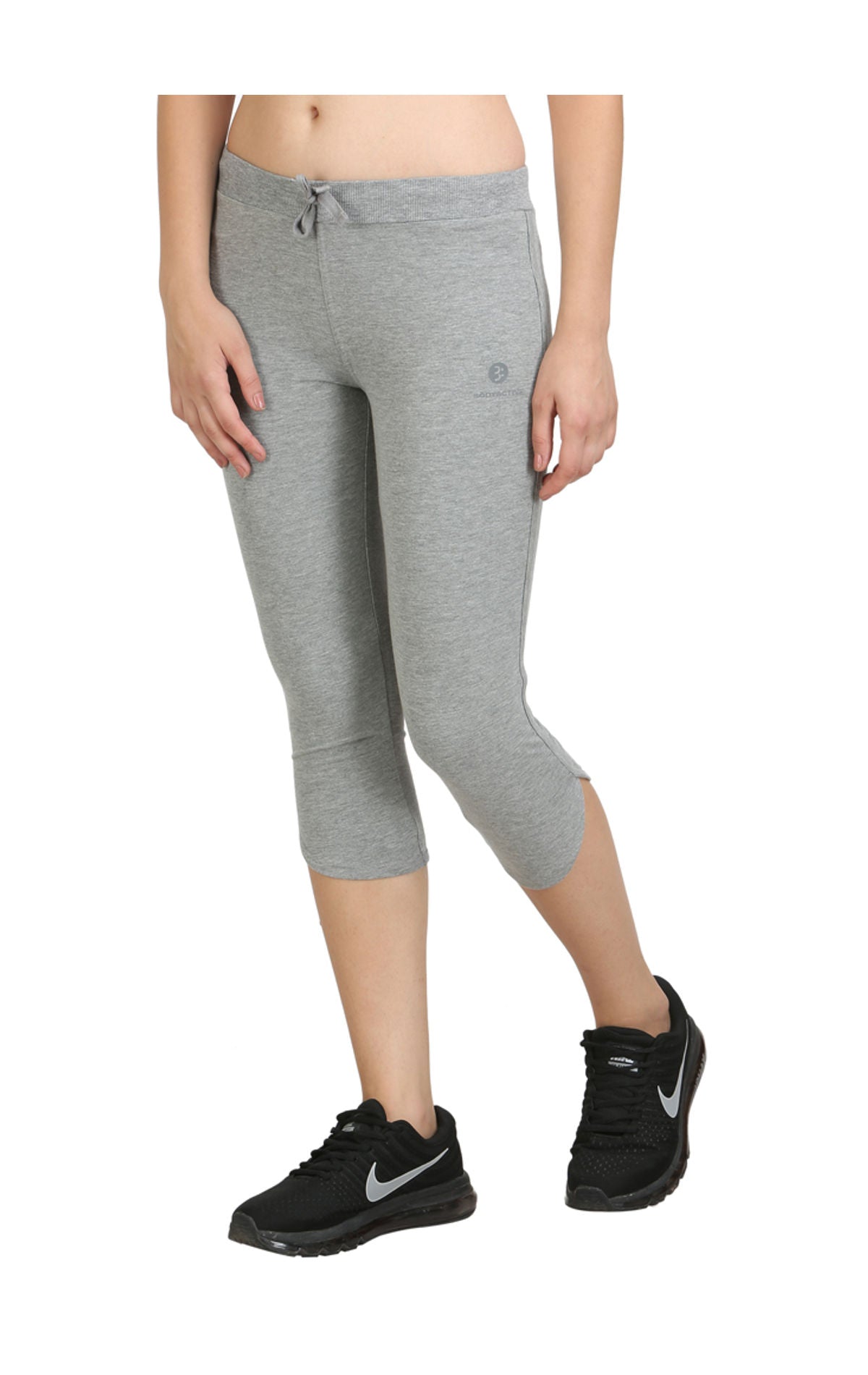 Bodyactive Women Grey Melange Capris-LC2-GRML