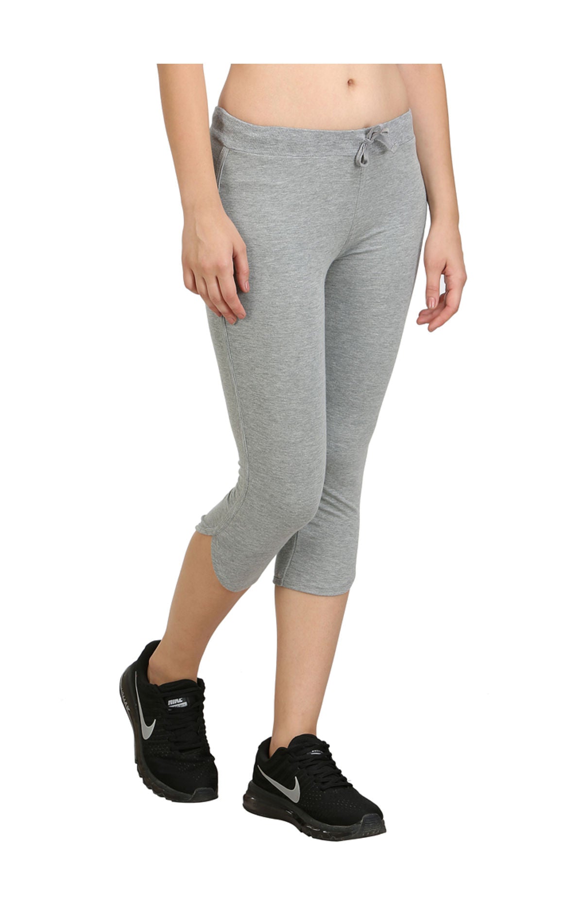 Bodyactive Women Grey Melange Capris-LC2-GRML