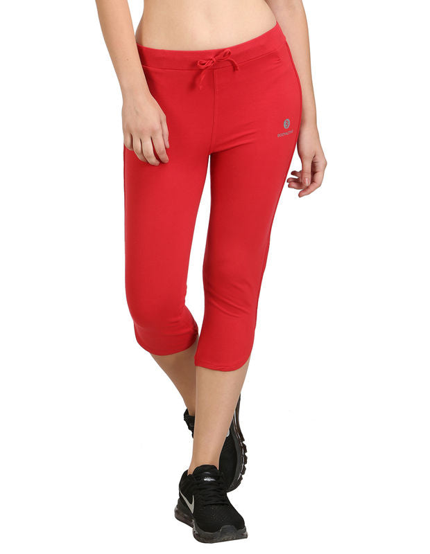 Bodyactive Women Red Capris-LC2-RED