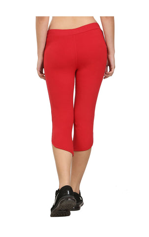 Bodyactive Women Red Capris-LC2-RED