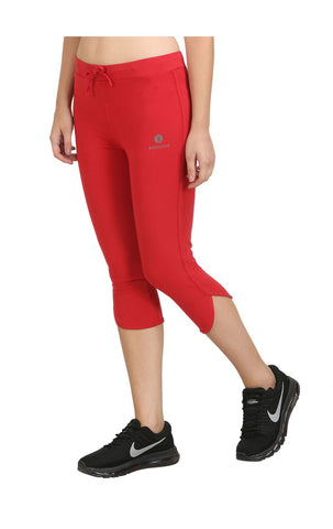 Bodyactive Women Red Capris-LC2-RED