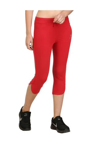 Bodyactive Women Red Capris-LC2-RED