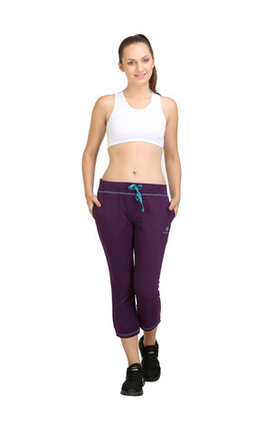 Bodyactive Women Dark Purple Capris-LC3-DPU