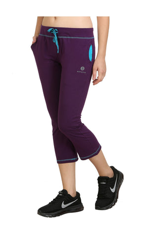 Bodyactive Women Dark Purple Capris-LC3-DPU