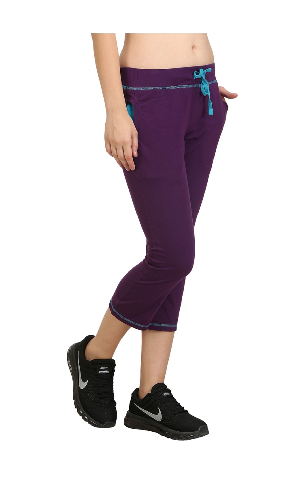 Bodyactive Women Dark Purple Capris-LC3-DPU