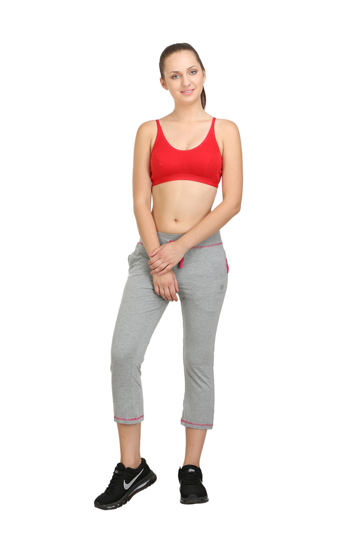 Bodyactive Women Grey Melange Capris-LC3-GRML