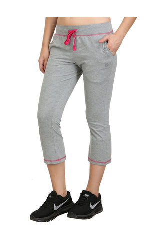 Bodyactive Women Grey Melange Capris-LC3-GRML