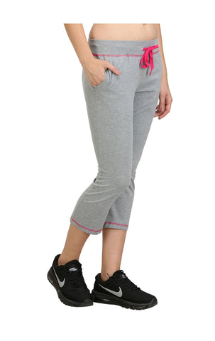 Bodyactive Women Grey Melange Capris-LC3-GRML