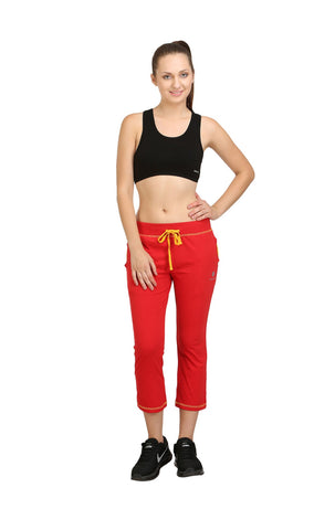 Bodyactive Women Red Capris-LC3-RED