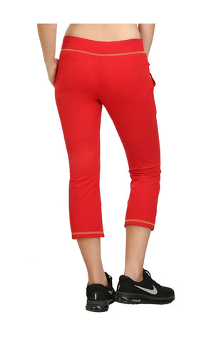 Bodyactive Women Red Capris-LC3-RED