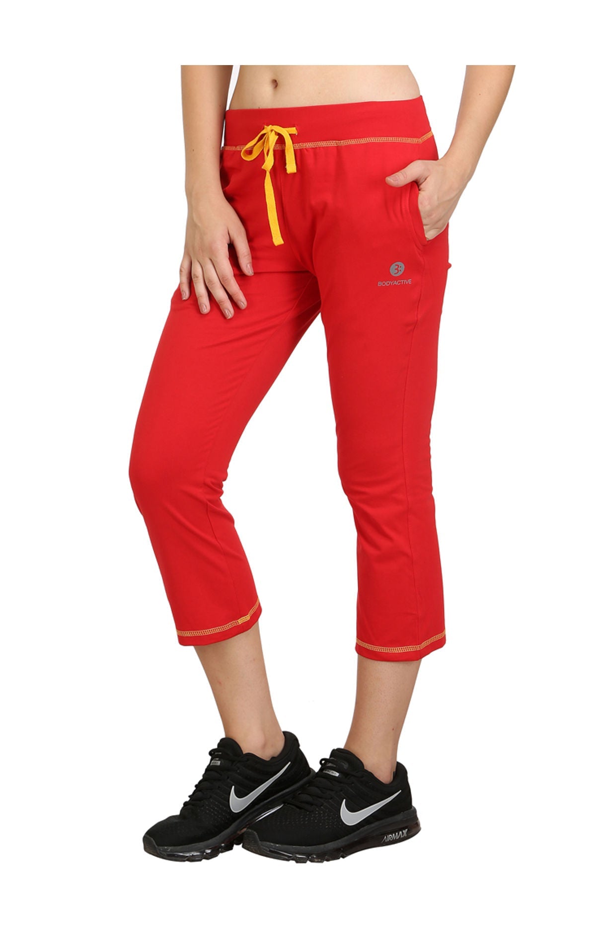 Bodyactive Women Red Capris-LC3-RED