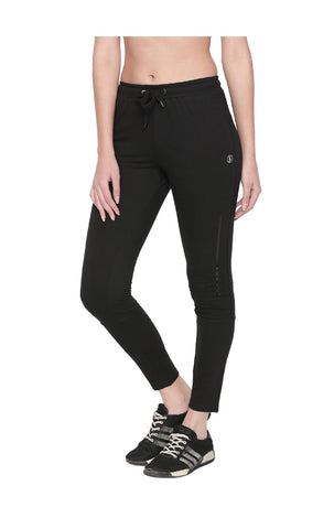 Bodyactive Women Zipper Trackpant-LL11-BLACK