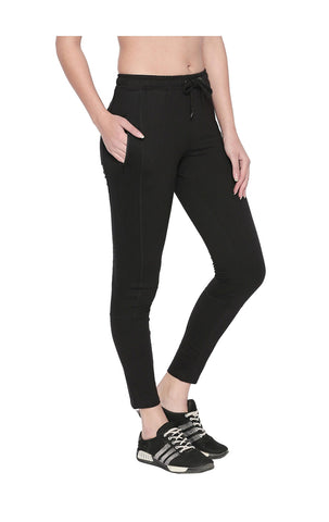 Bodyactive Women Zipper Trackpant-LL11-BLACK