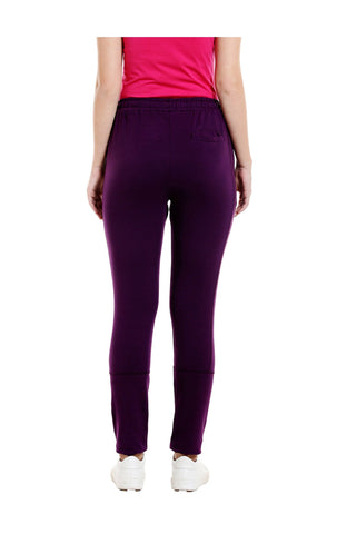 Bodyactive Women Zipper Trackpant in Dark Purple Colour-LL11-DPU