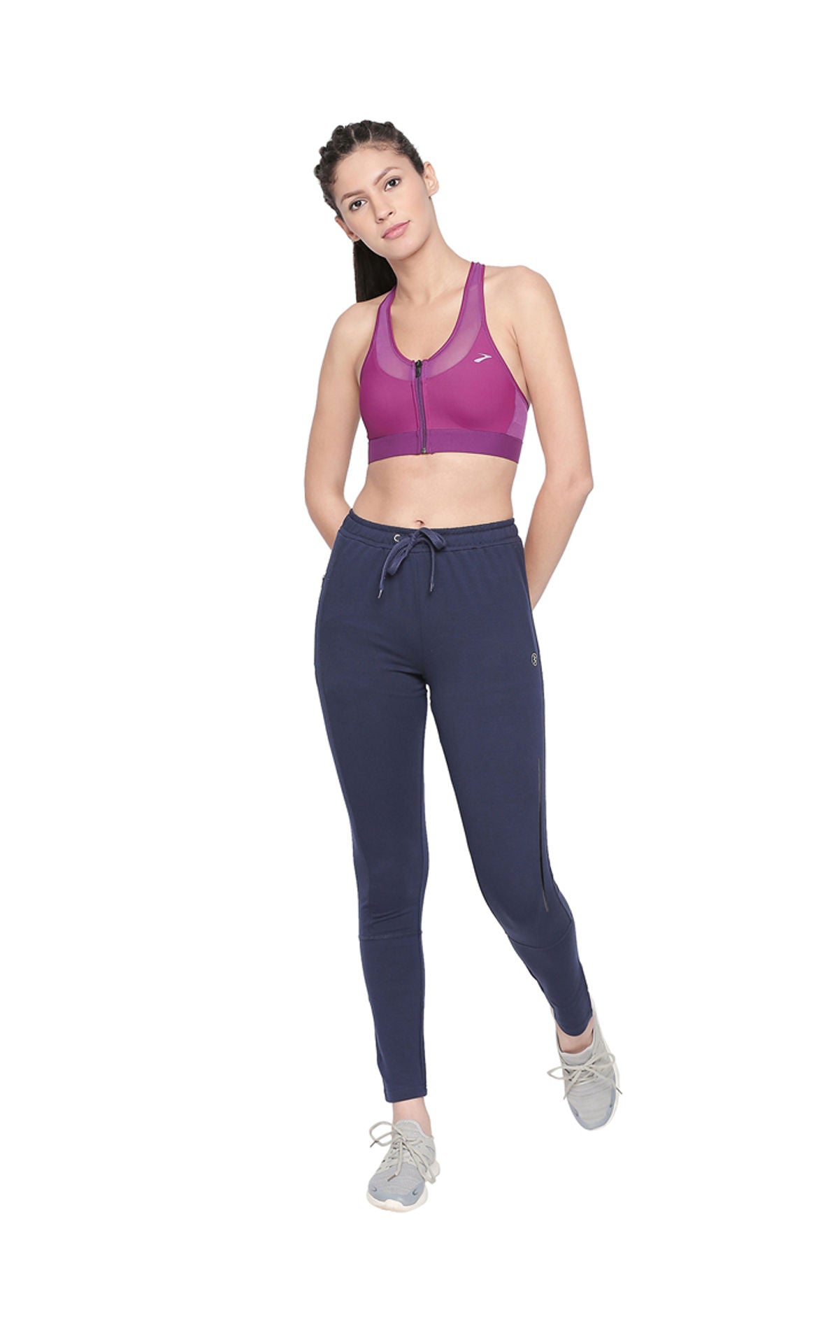 Bodyactive Women Zipper Trackpant-LL11-NAVY