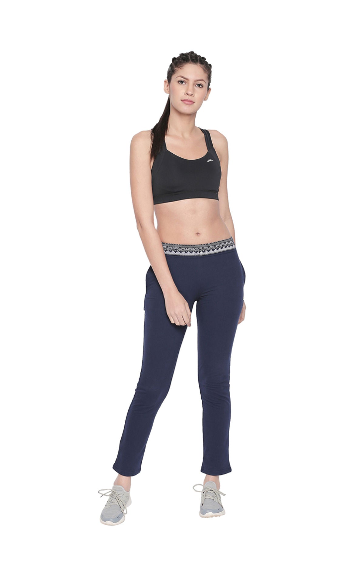 Bodyactive Women Printed Waist Band Trackpant-LL13-NAVY